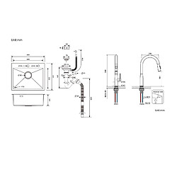 Auralum MAX Évier Cuisine 1 Bac InoxNoir 65x45CM,encastré/à Poser+Robinet Cuisine avec Douchette Extractible,Pivotant 360°,Bec en Forme U,Noir