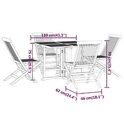 vidaXL Ensemble à manger d'extérieur pliable 5 pcs Bois solide de teck pas cher