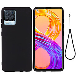 Coque en silicone Liquide de couleur unie avec sangle souple noir pour votre Realme 8/8 Pro