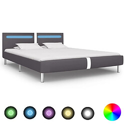 vidaXL Cadre de lit avec LED sans matelas gris 180x200cm similicuir