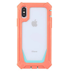 Coque en TPU + acrylique anti-rayures, détachable 2-en-1 Rose corail/vert bleuté pour votre iPhone X/XS 5.8 pouces