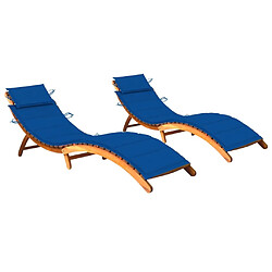 Maison Chic Lot de 2 Chaises longues avec coussins | Transat Bain de soleil Bois d'acacia solide -GKD56188