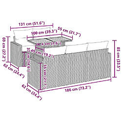 vidaXL Salon de jardin avec coussins 6 pcs beige résine tressée pas cher