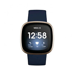 Fitbit Versa 3 Aluminium Doré avec Bracelet Bleu Nuit (Midnight)