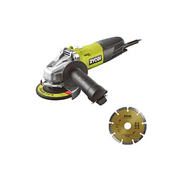 Pack RYOBI meuleuse d'angle 800W 125mm - 7 disque diamant et à tronçonner 125 mm