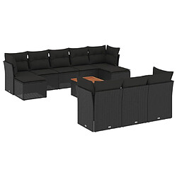 Maison Chic Salon de jardin 11 pcs avec coussins, Ensemble Tables et chaises d'extérieur noir résine tressée -GKD873058