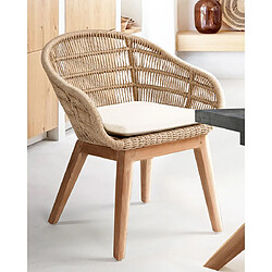 UNIQKA Maelie - Chaise en teck massif et corde beige