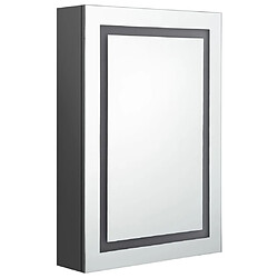 Avis Maison Chic Armoire de salle de bain,Meuble de rangement,Meuble haut à miroir LED Gris 50x13x70 cm -GKD527492