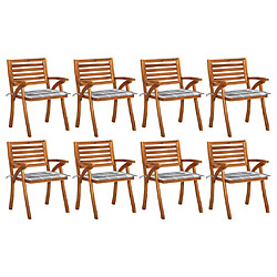 vidaXL Chaises de jardin avec coussins lot de 8 Bois d'acacia solide