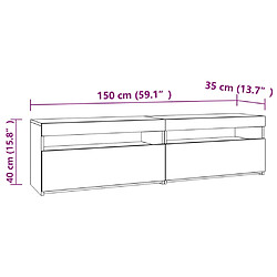 vidaXL Meubles TV 2 pcs avec lumières LED Blanc brillant 75x35x40 cm pas cher