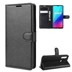 Etui en PU avec support noir pour votre Realme 5/C3 (3 cameras)