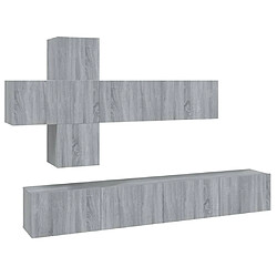 Maison Chic Ensemble de meubles TV 7 pcs | Banc TV Moderne pour salon | Meuble de Rangement - Sonoma gris Bois d'ingénierie -MN50825