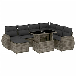 vidaXL Salon de jardin 8 pcs avec coussins gris résine tressée