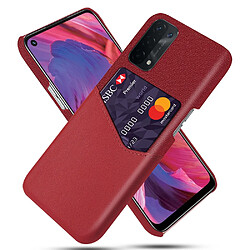 Coque en TPU + PU Texture de tissu enduit rigide avec porte-carte rouge pour votre Oppo A74 5G/A54 5G/A93 5G