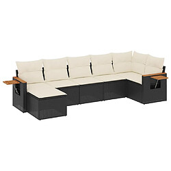 Maison Chic Salon de jardin 7 pcs avec coussins | Ensemble de Table et chaises | Mobilier d'Extérieur noir résine tressée -GKD56089