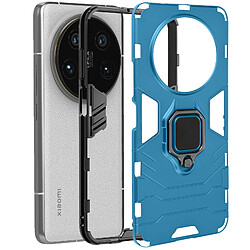 Avizar Coque pour Xiaomi 14 Ultra Anneau Support Bi-matière Antichoc Bleu Clair pas cher