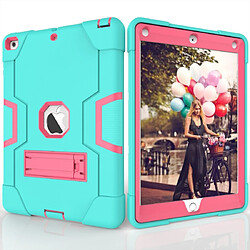 Wewoo Coque Pour iPad 5/4 couleur contrastée Silicone + PC Combinaison avec support Aqua + Rose rouge