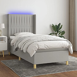 Sommier à lattes et matelas LED,Cadre à lattes de lit pour Adulte Gris clair 100x200 cm Tissu -MN53340