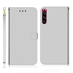 Wewoo Housse Coque Etui à rabat horizontal en surface miroir avec pour Sony Xperia 5 et logements cartesporte-monnaie et lanière Argent