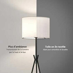 Acheter EMKE Lampadaire Tripode Textile Vintage Design Noir Lampadaire Moderne avec Interrupteur à Pied Lampe de Lecture E27