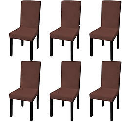 Decoshop26 Housse de chaise droite extensible 6 pcs marron DEC022372