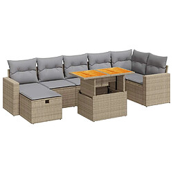 vidaXL Salon de jardin avec coussins 5 pcs beige résine tressée acacia