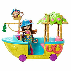 Avis Mattel Enchantimals Junglewood Boat & Merit Monkey Doll (6 pouces) et compass Animal Figure, Boat Playset on Wheels with 8+ Accessories