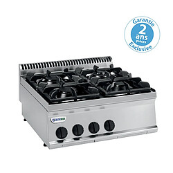 Plaque de Cuisson Top 4 Feux Vifs Gaz 19,5 kW - L 700 mm - Gamme 700 - Tecnoinox