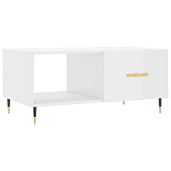 Maison Chic Table basse,Table Console Table d'appoint, Table pour salon Blanc brillant 90x50x40 cm Bois d'ingénierie -MN10469