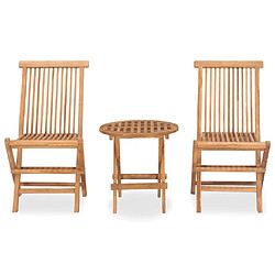 Maison Chic Mobilier à dîner pliable 3 pcs de jardin - Ensemble table et chaises d'extérieur - Salon/Mobilier de jardin classique Bois solide de teck -MN38881