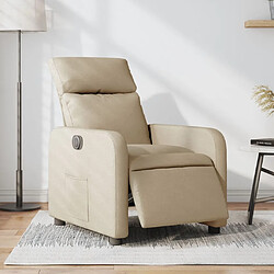 vidaXL Fauteuil inclinable électrique Crème Tissu