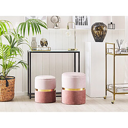 Beliani Pouf WICHITA Set de 2 Rose Velours