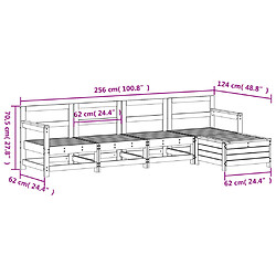 vidaXL Salon de jardin 5 pcs blanc bois massif de pin pas cher