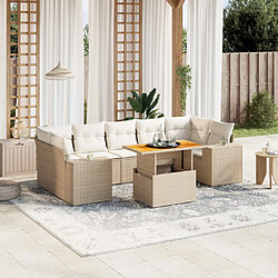 vidaXL Salon de jardin avec coussins 8 pcs beige résine tressée