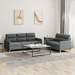 Maison Chic Ensemble de canapés 2 pcs avec coussins, Canapé droit Sofa pour Salon Gris foncé Tissu -GKD330267