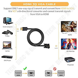 Tech Discount TD® Câble de conversion HDMI vers VGA 1,5 m avec puce 1080P HD câble installation de sortie point à point est rapide et facile