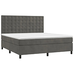 Avis Maison Chic Lit adulte- Lit + matelas,Sommier à lattes de lit et matelas Gris foncé 180x200cm Velours -GKD71520