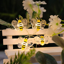 Guirlande lumineuse décorative d'abeille, guirlande lumineuse alimentée par USB et à piles, 10 pieds 30 LED veilleuses avec télécommande et minuterie pour la chambre d'enfant, la cuisine, la fête, l'arbre de Noël