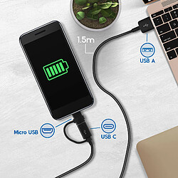 Avis Câble micro-USB / USB type-C vers USB 2 en 1 1.5m Original Samsung - Noir