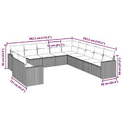 Avis vidaXL Salon de jardin 11 pcs avec coussins gris clair résine tressée