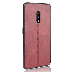 Avis Wewoo Coque Pour Oppo Realme X antichoc couture peau de vache motif PC + PU + TPU Case rouge