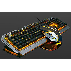 Clavier mécanique rétro-éclairé V1 avec câblé USB éclairé Ergonomique PC Gaming + Mouse