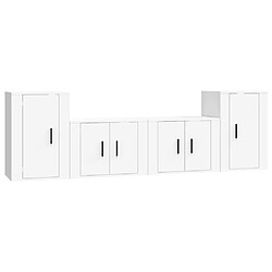 vidaXL Ensemble de meubles TV 4 pcs Blanc Bois d'ingénierie