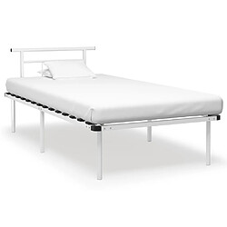 Maison Chic Lit adulte - Lit simple Cadre de lit,Structure du lit Contemporain Blanc Métal 100x200 cm -MN18204