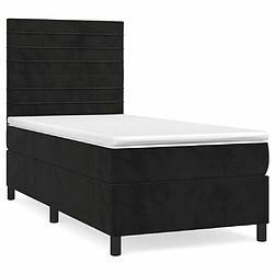 Maison Chic Lit Adulte - Lit simple Lit à sommier tapissier avec matelas moelleux - Meuble de Chambre - Noir 90x190 cm Velours -MN80202