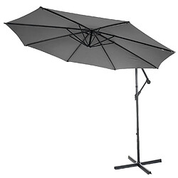 Mendler Parasol déporté Acerra, protection contre le soleil, Ø 3m inclinable, polyester 11kg ~ gris avec socle à poids