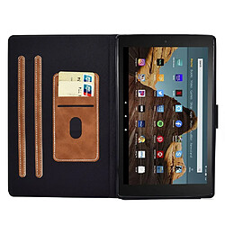 Etui en PU magnétique avec support et porte-carte pour votre Amazon Fire HD 10 (2015)/(2017)/(2019) - marron