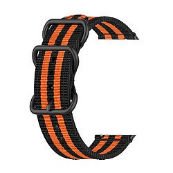 Bracelet en nylon 18mm, trois boucles lourdes, noir/orange pour votre Garmin Venue 2S/Vivoactive 4S