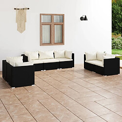 Maison Chic Salon de jardin 7 pcs + coussins - Mobilier/Meubles de jardin - Table et chaises d'extérieur Résine tressée Noir -MN71488