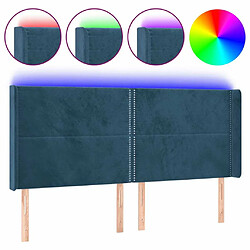 Maison Chic Tête de lit scandinave à LED,meuble de chambre Bleu foncé 183x16x118/128 cm Velours -MN61263